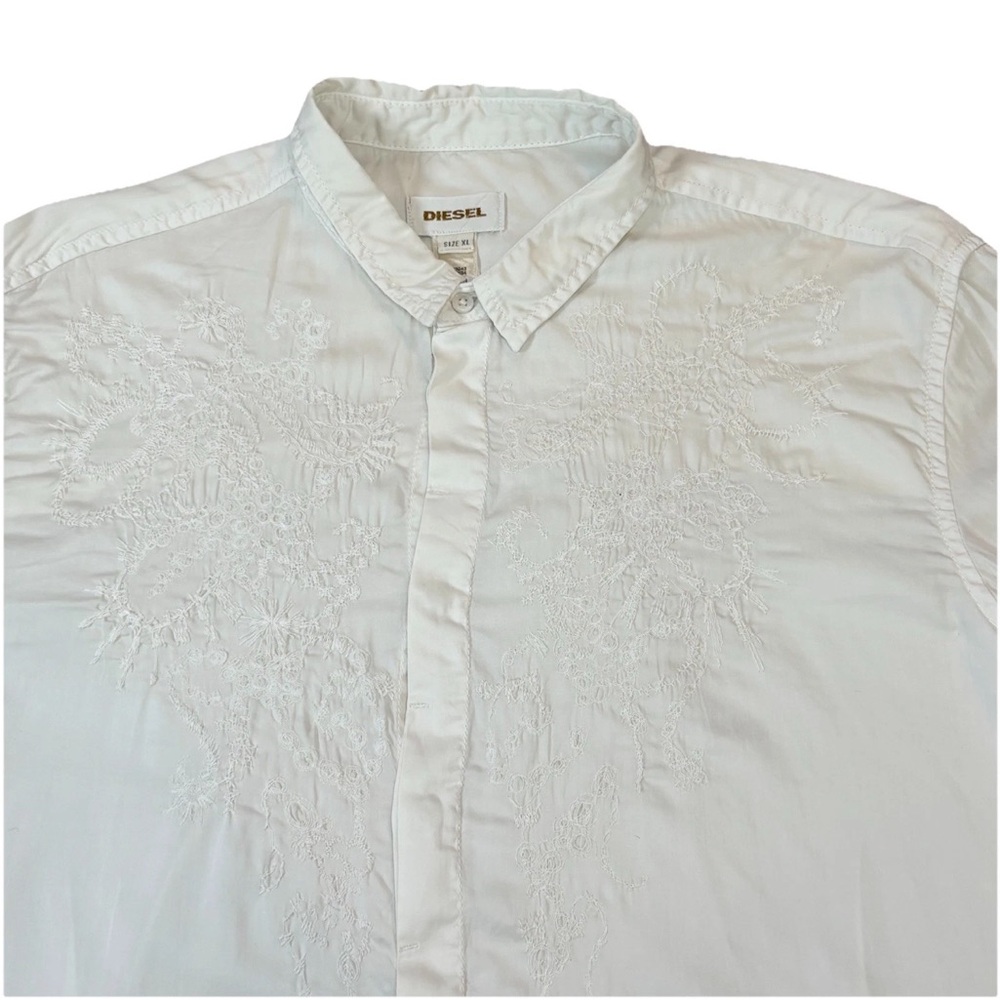 Diesel Embroidered Button Up Shirt Men’s Xl Cream Western